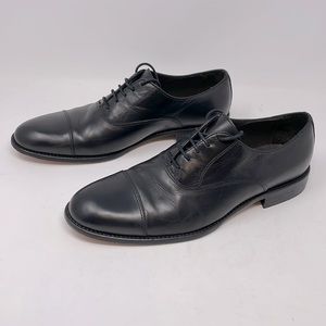 A. TESTONI Basic Black Leather Lace Up Oxfords Size 9.5 Mens Dress Shoes